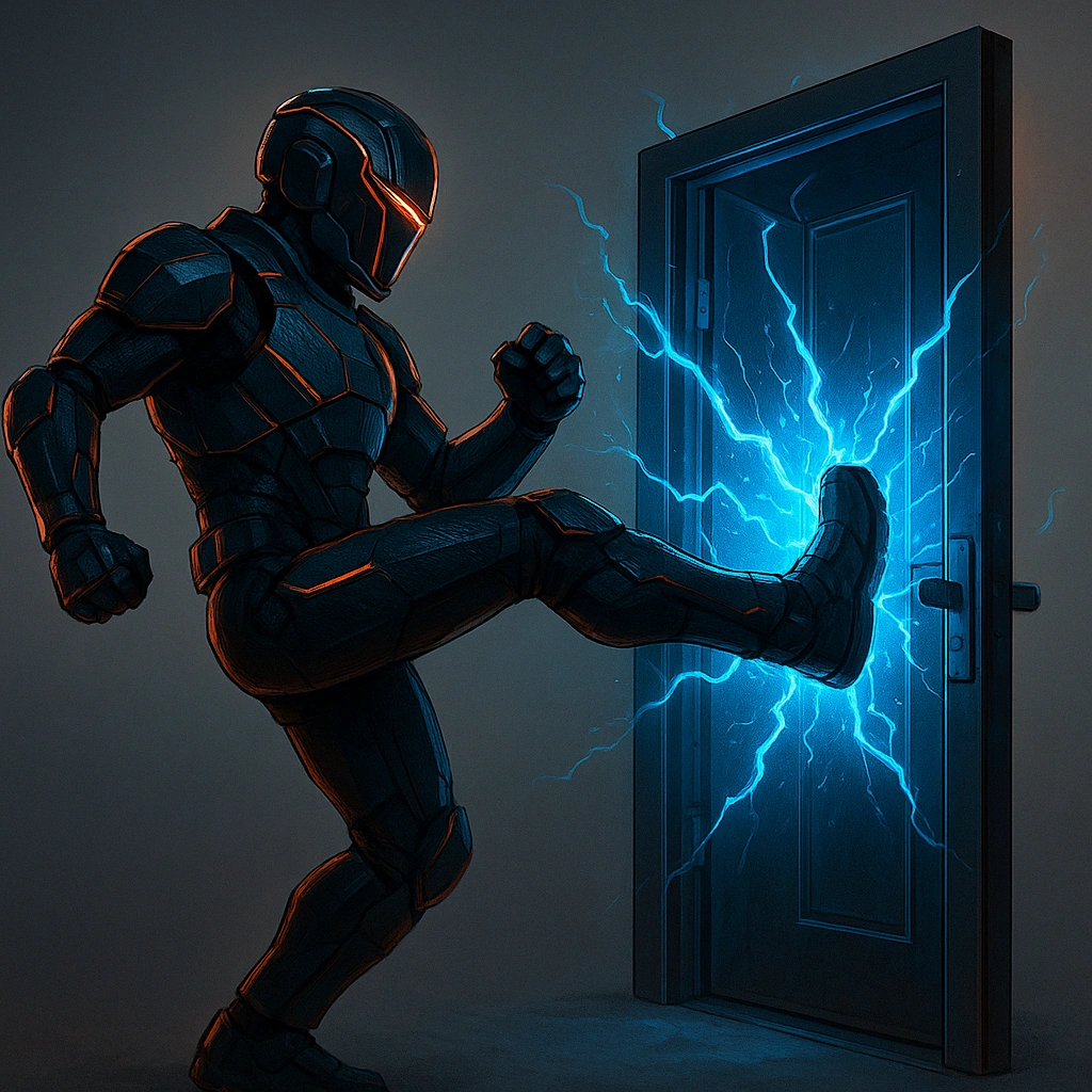 Kick open the front door